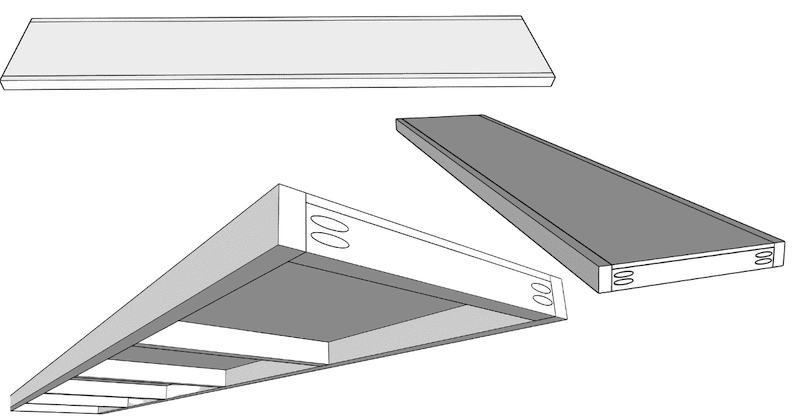 Sketchup image of floating shelf