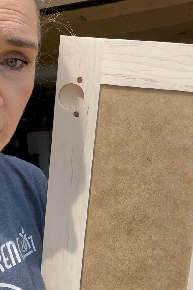 Close-up of custom wood cabinet door for an affordable kitchen remodel