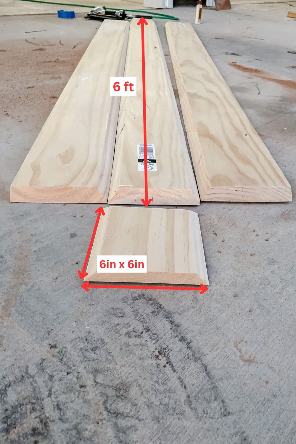 Three pine boards with mitered edges laid flat ready for miter fold assembly