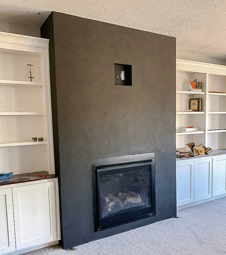 DIY Black Roman Clay Fireplace Crystel Montenegro Home