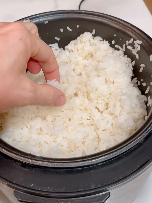 sushi rice in a rice cooker