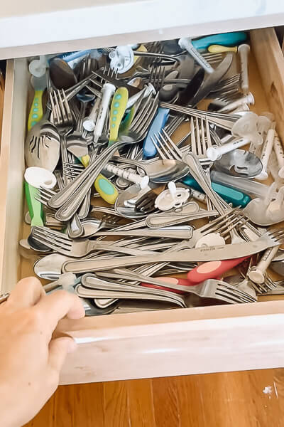 messy silverware drawer