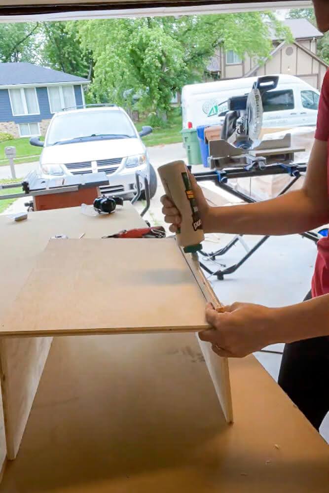gluing wood box for trash drawer together