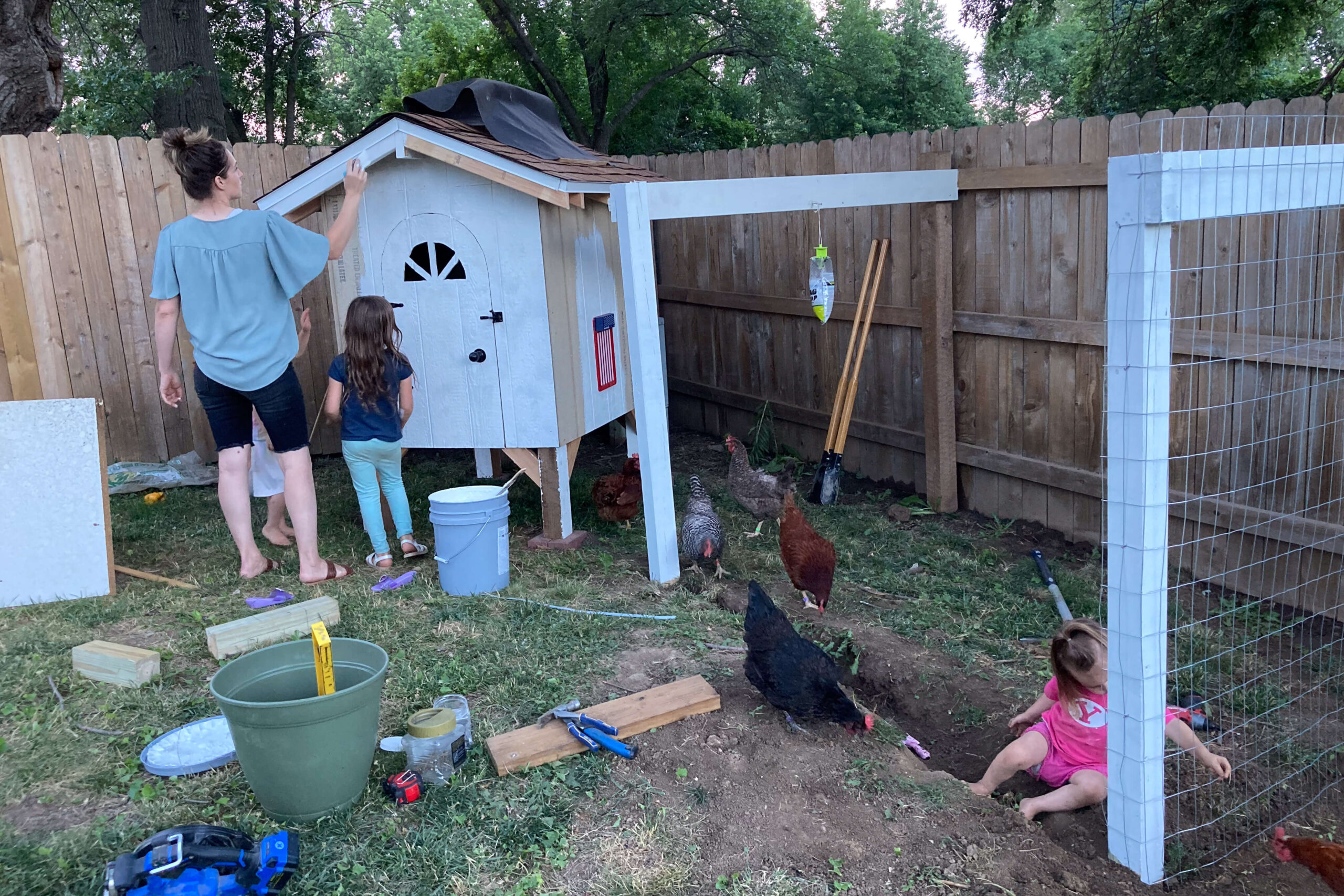 Painting our chicken coop.