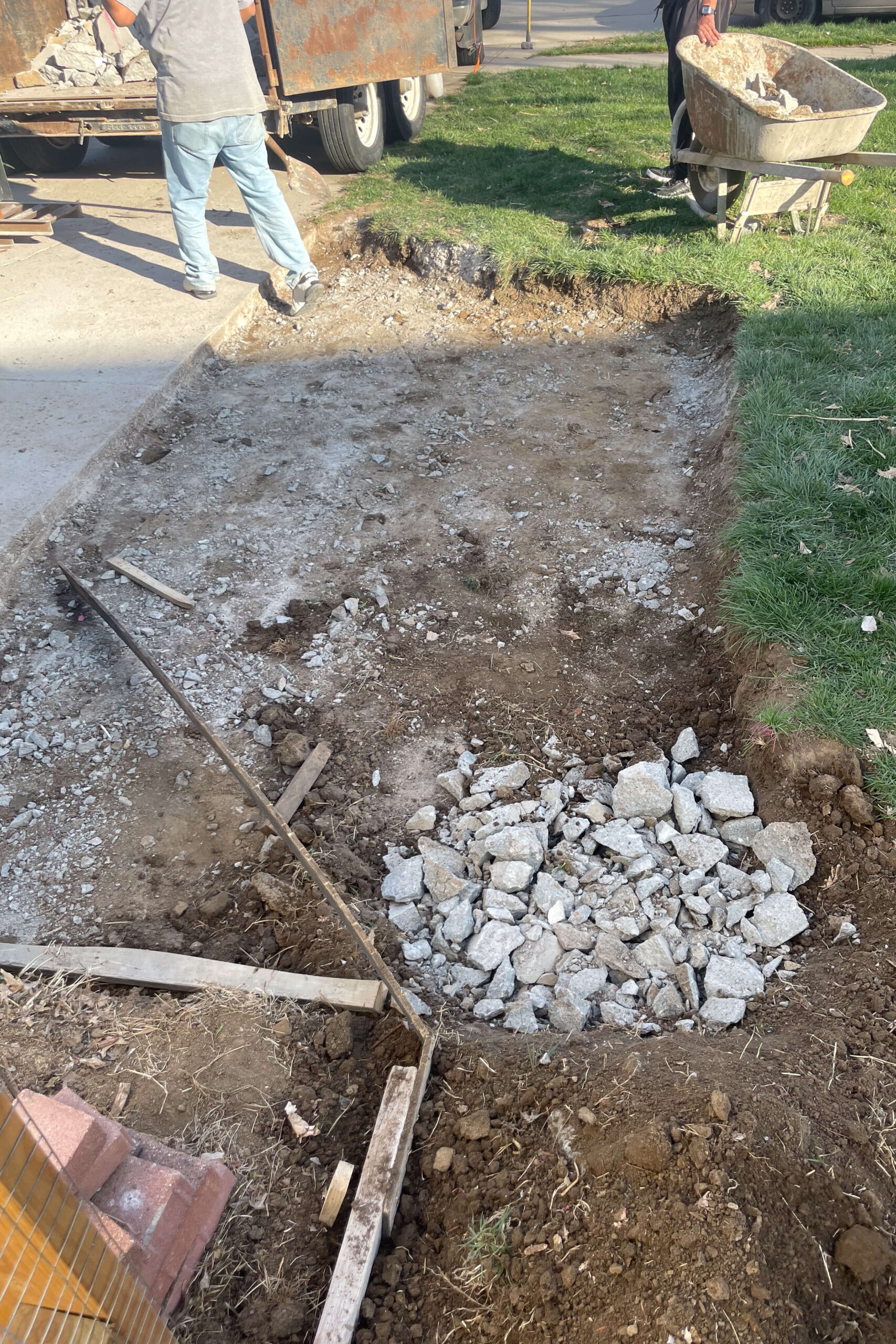Leftover rubble from concrete pad removal. 