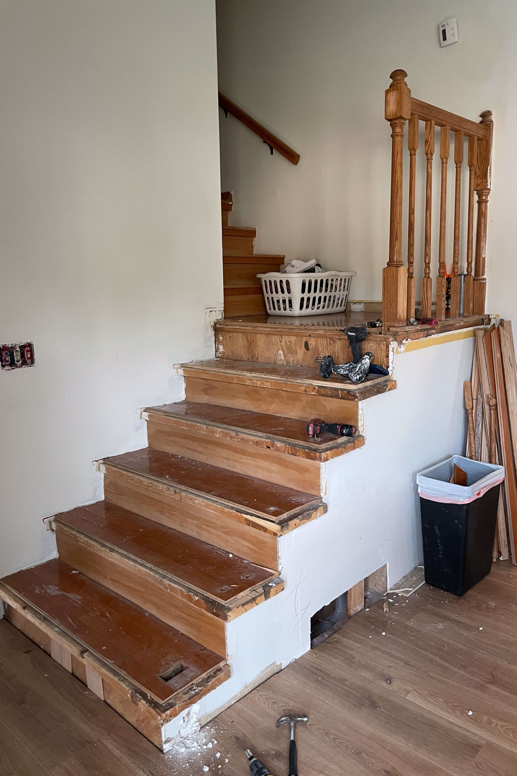 Getting started with demo on an old staircase. 