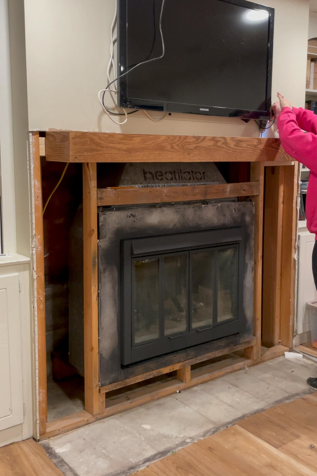 Installing a new mantle.