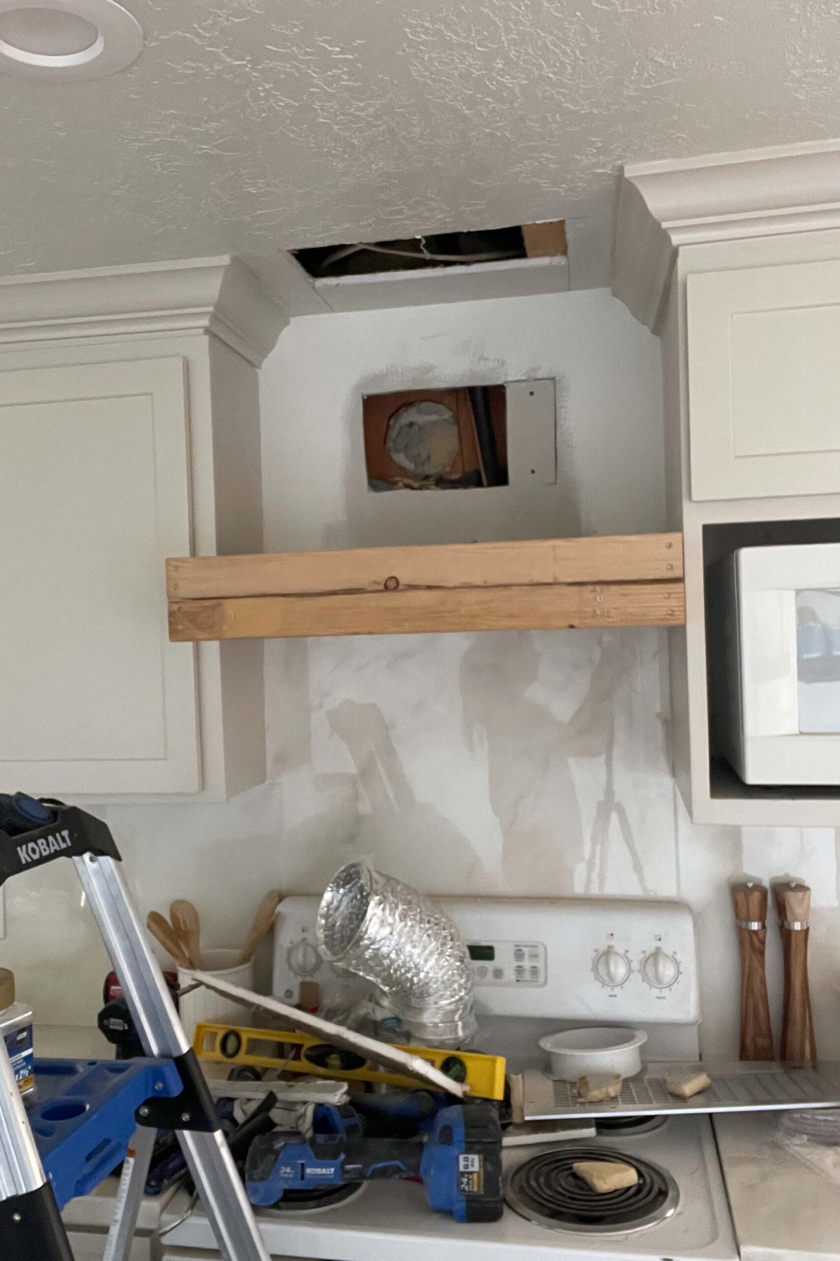 Building the frame of a DIY range hood.