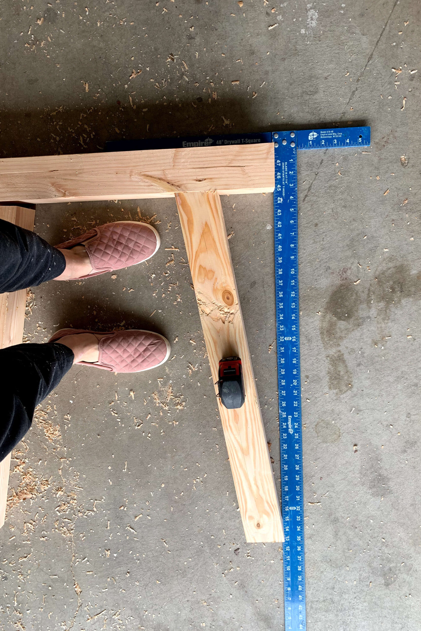 Building table legs for a DIY table.