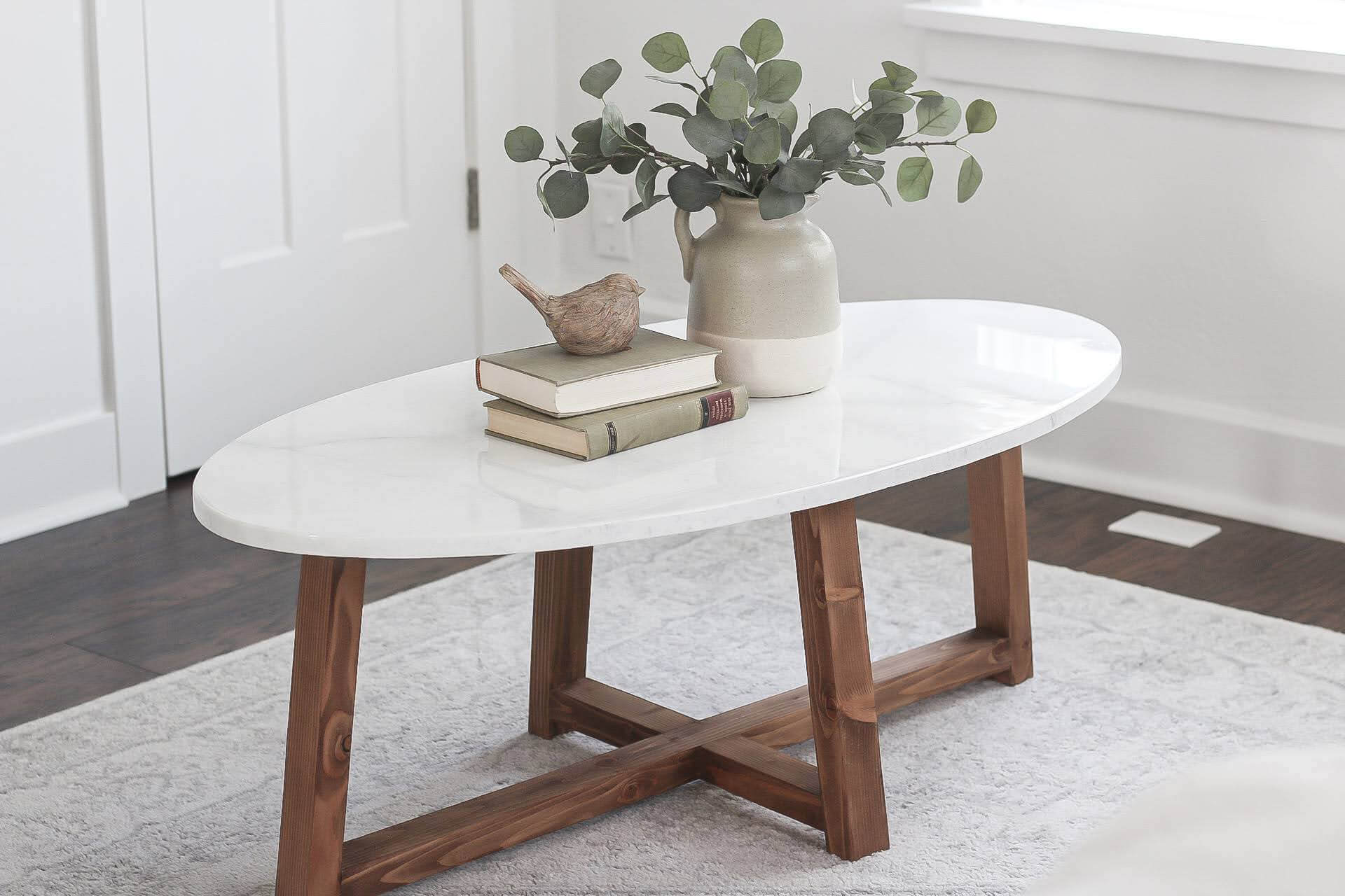 DIY faux marble coffee table.