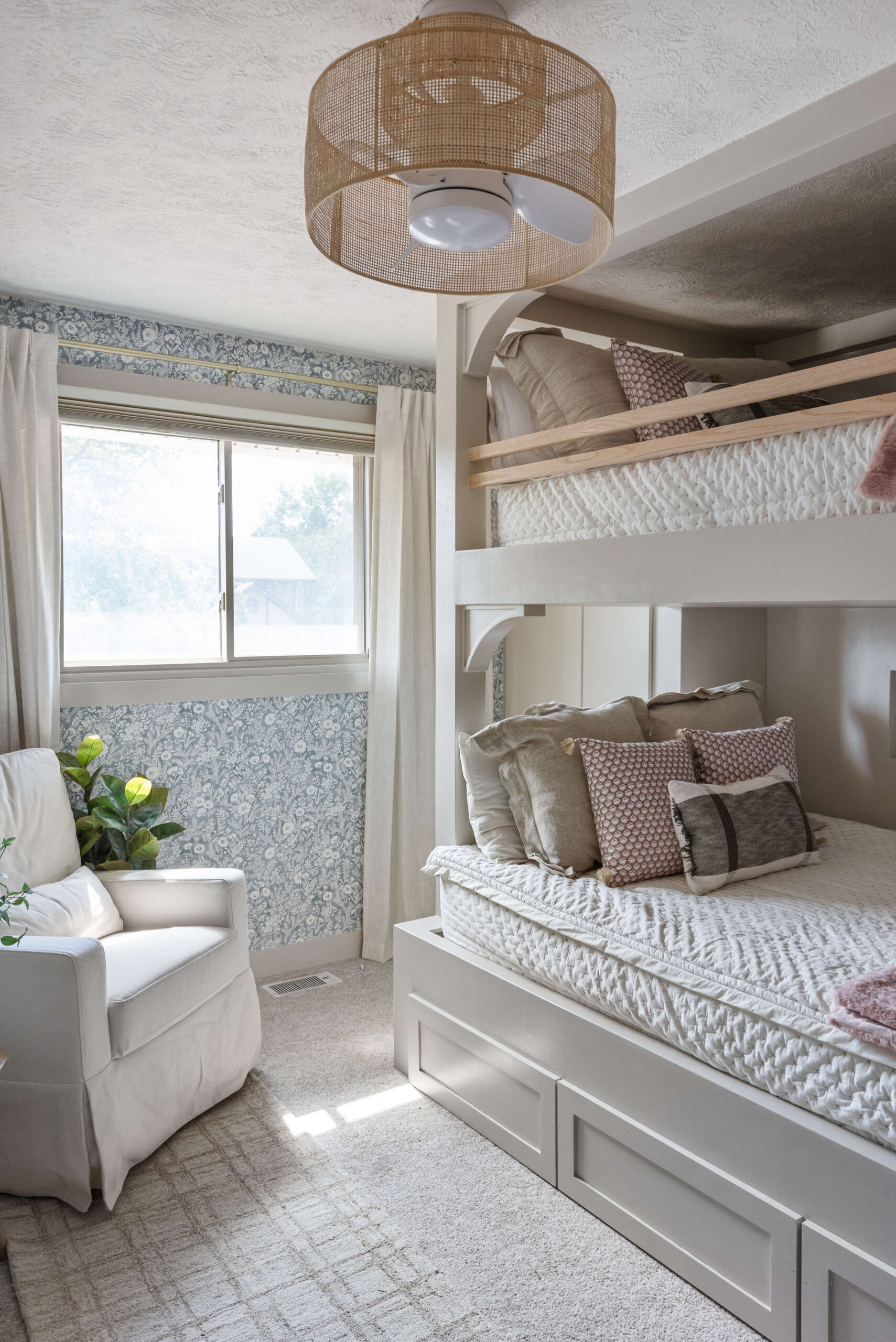 DIY bunk beds for a little girl's dream room.