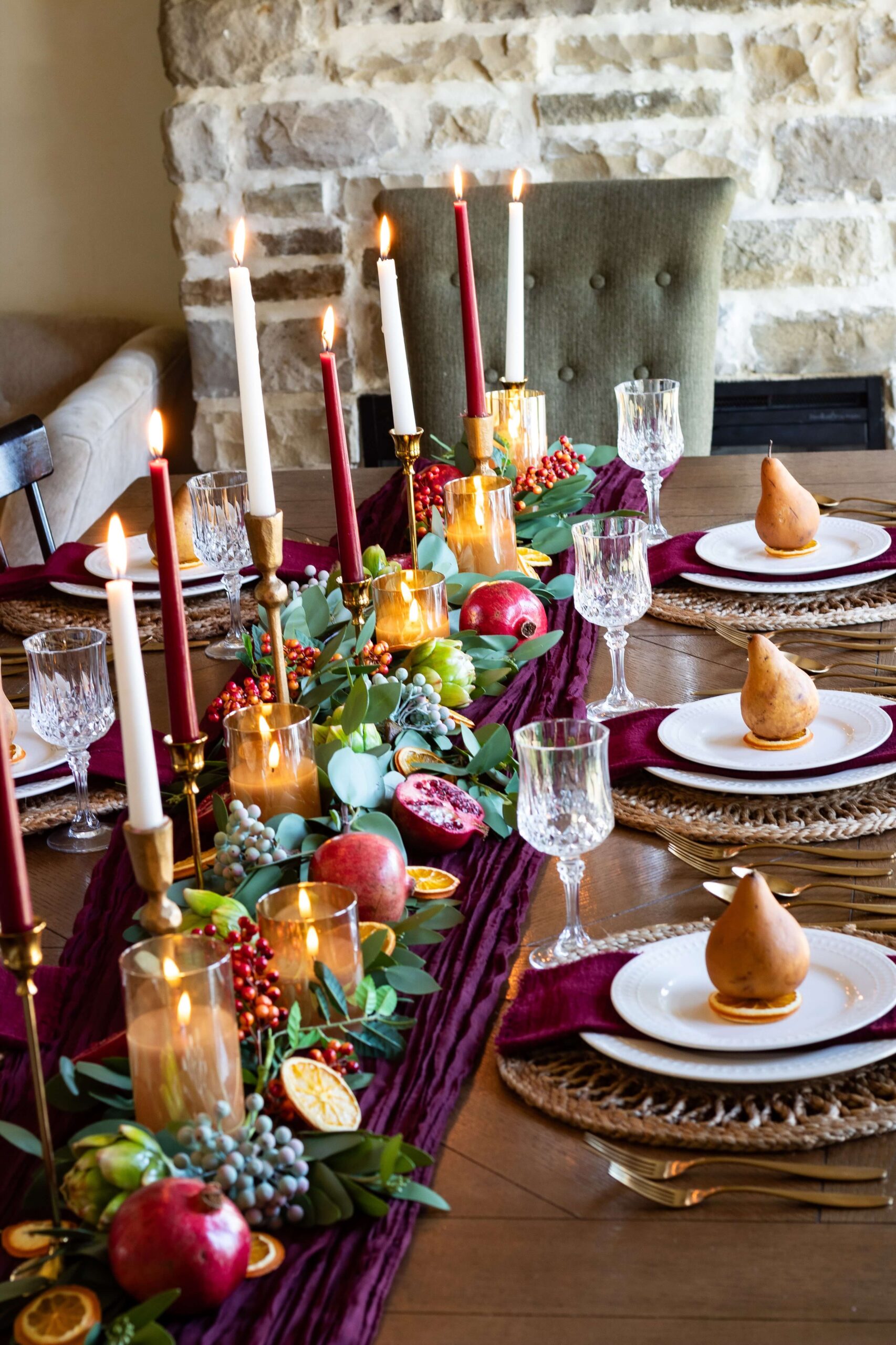 Setting a Thanksgiving tablescape.