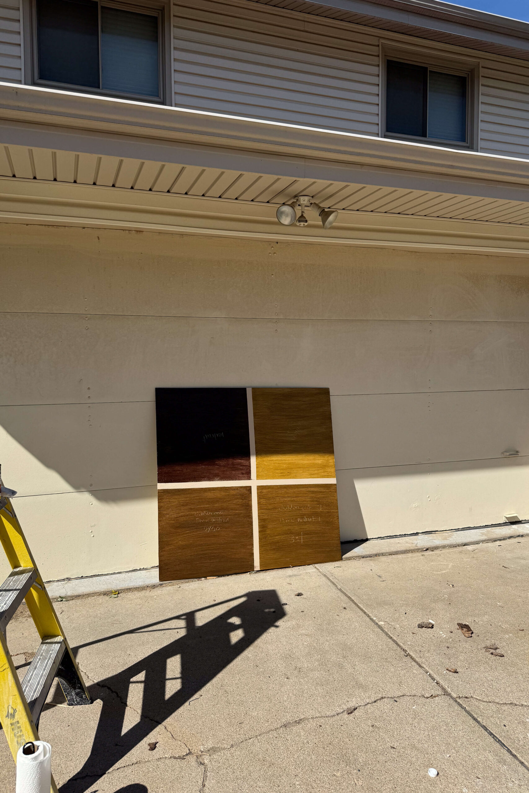 Testing stains for my garage door.