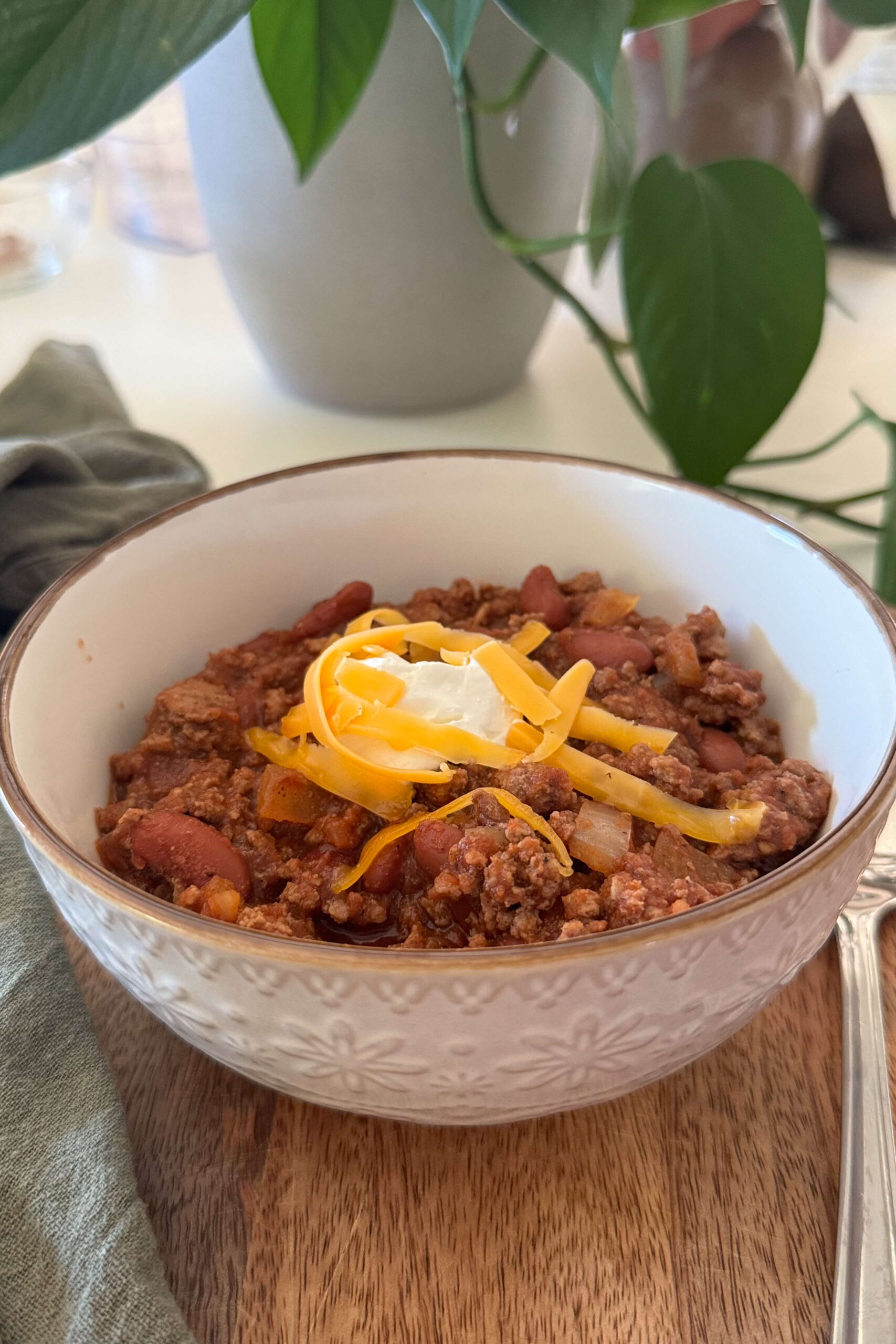 Making my sister's blue ribbon chili recipe.