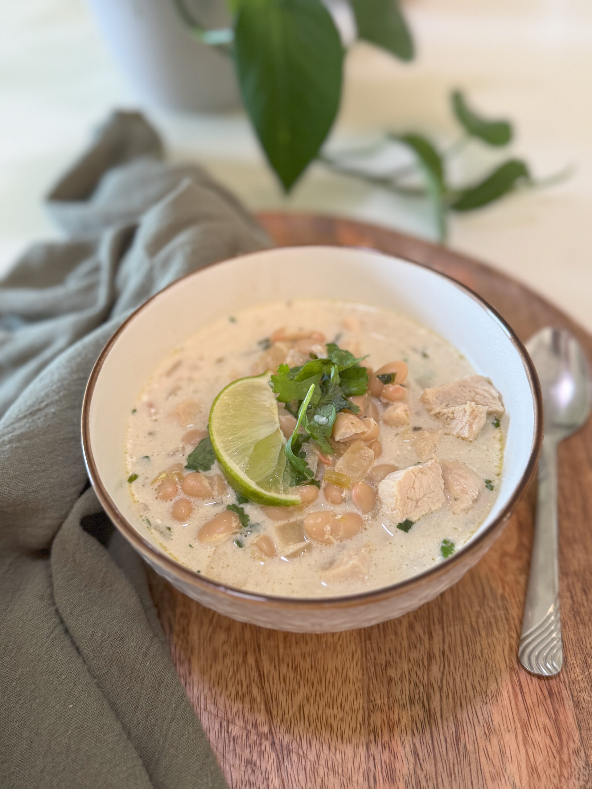 Delicious white chicken chili recipe.