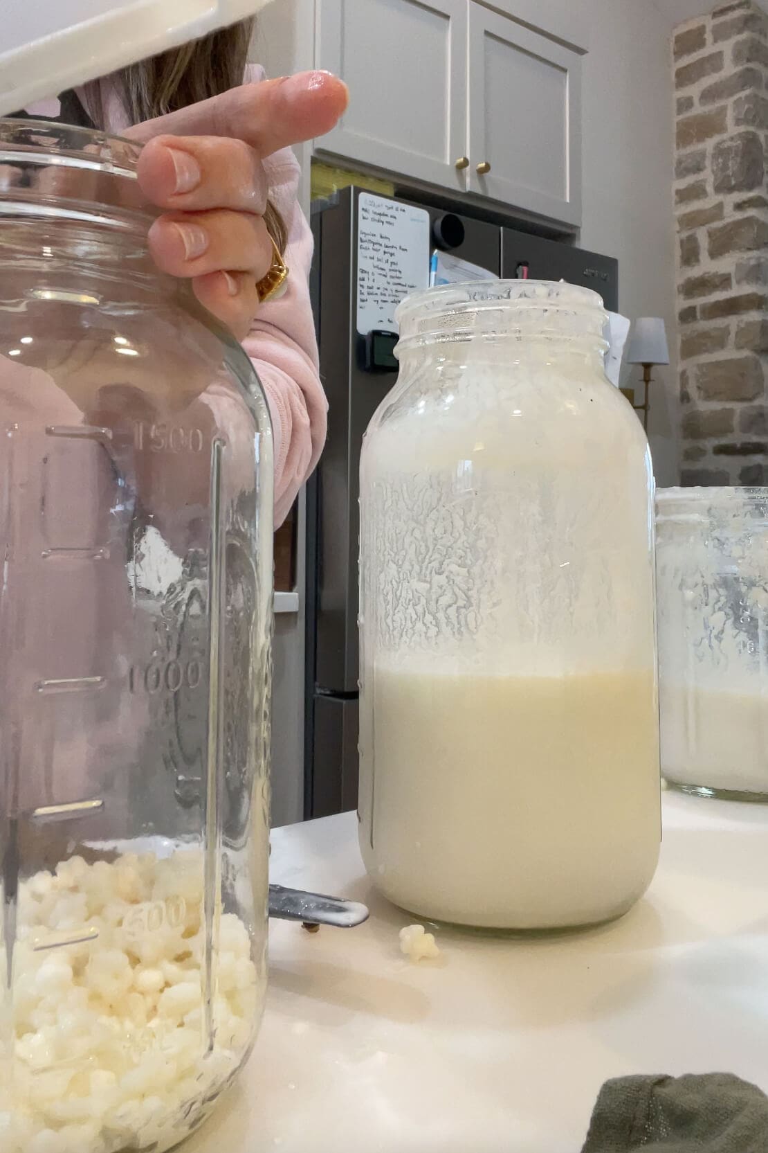 Crunchy mom uses large jars for at-home fermentation.