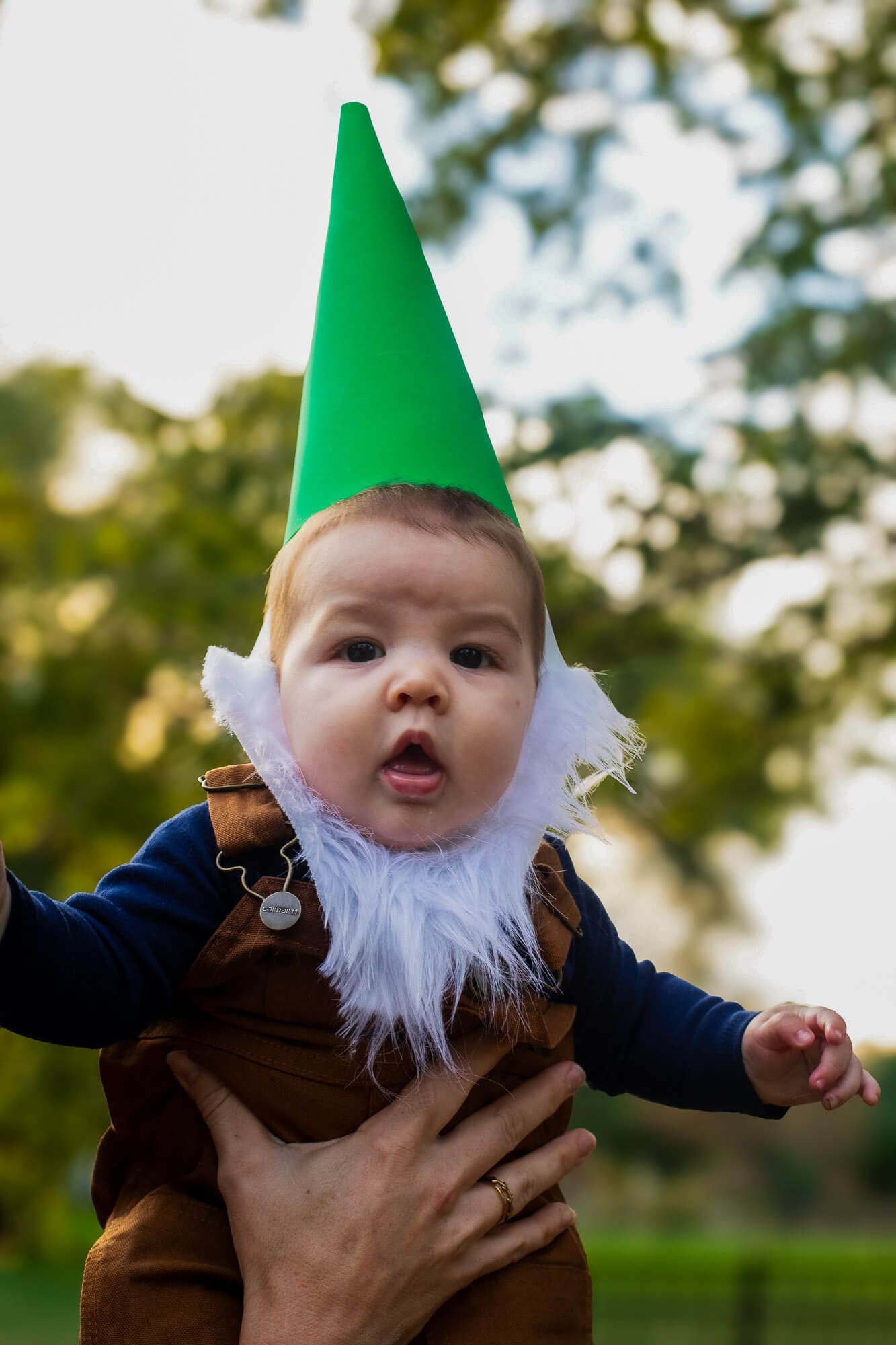 handmade garden gnome green hat costume for a baby