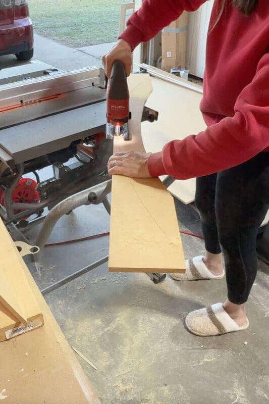 Creating and cutting a custom arched trim piece with a jigsaw.