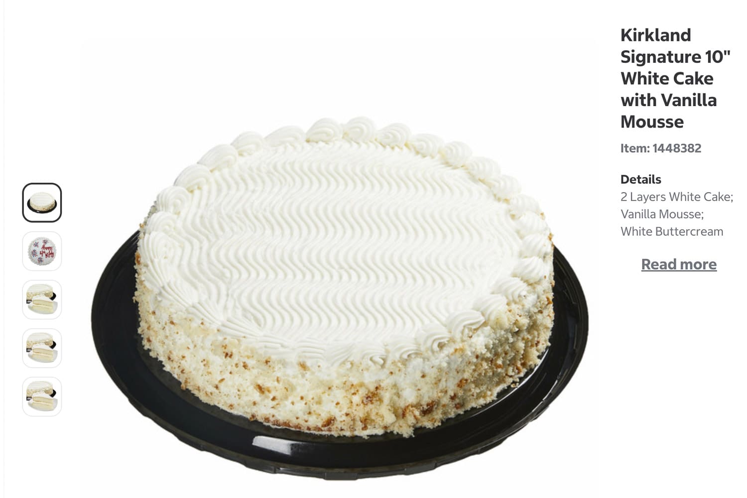 plain white frosted cake from Costco Kirkland Signature with vanilla mousse filling before decorating