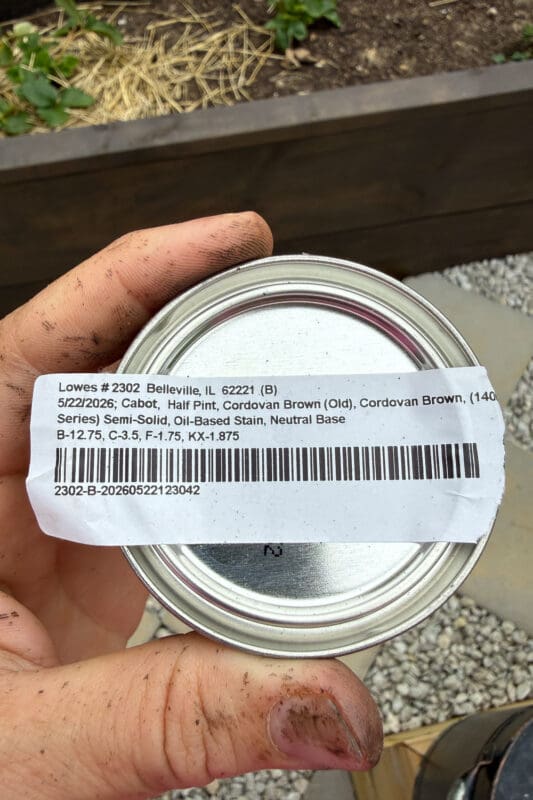 Can of Cabot Cordovan Brown semi-solid oil-based stain.