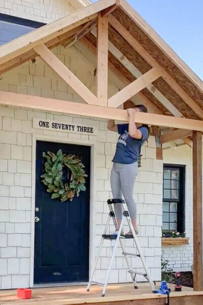 Finished craftsman gable bracket detail with hidden pocket-hole screws